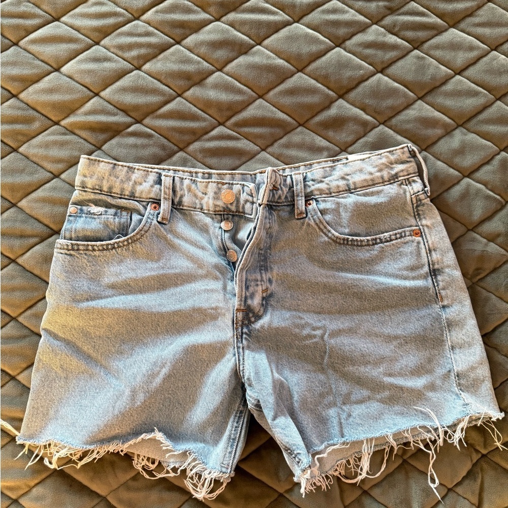 Denim Frayed Hem Women Shorts